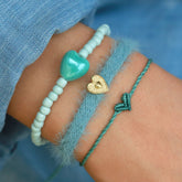 Bracelet stone coeur vert d'eau